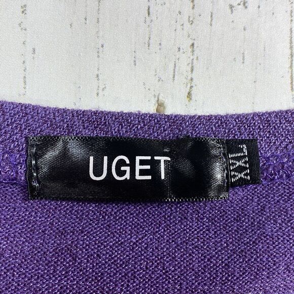 Uget Womens Plus Lightweight Oversized Batwing Sleeve Knit Purple Pullover Top - Picture 8 of 11